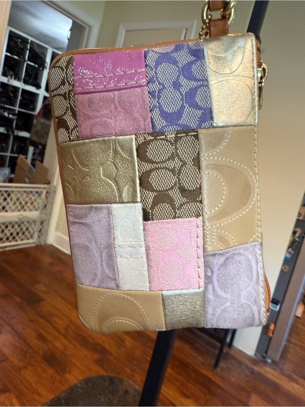 Coach Patchwork Leather Wristlet in Pastel Multicolor - Picture 3 of 8